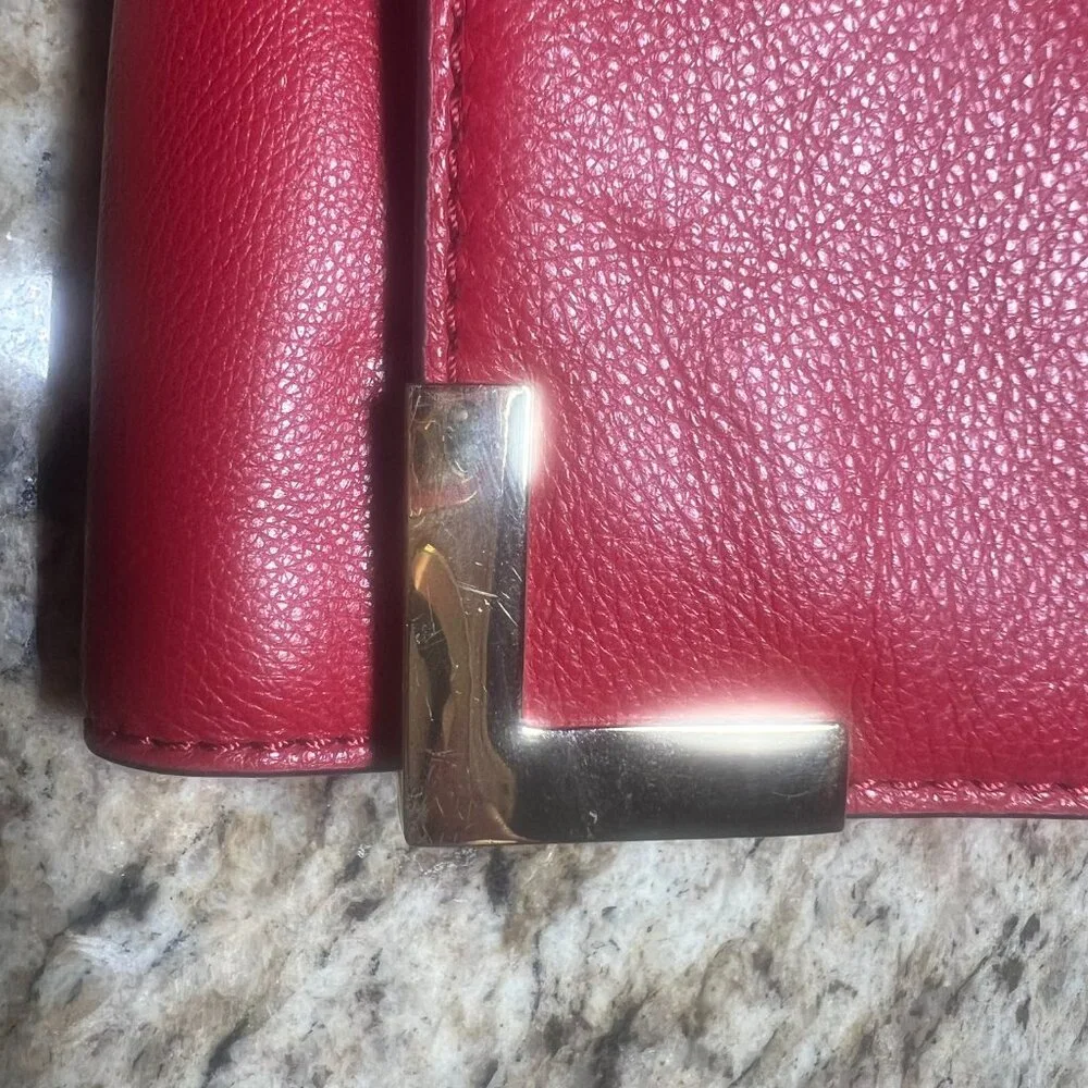 Michael Kors Red Beverly Clutch Shoulder Bag
